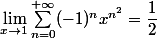 \lim\limits_{x \to 1} \sum_{n=0}^{+ \infty} (-1)^n x^{n^2}=\dfrac12